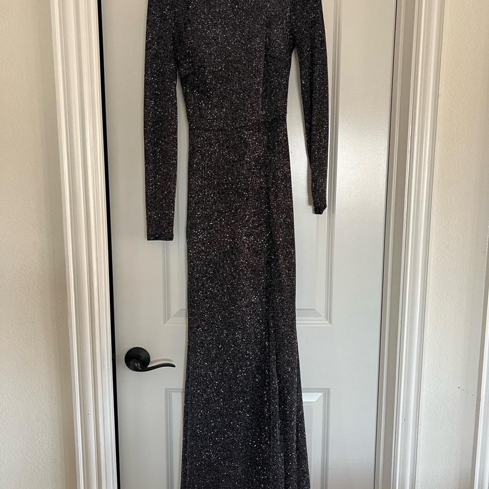 B Darlin Black Sheath Mock Neck Long Sleeve Dress